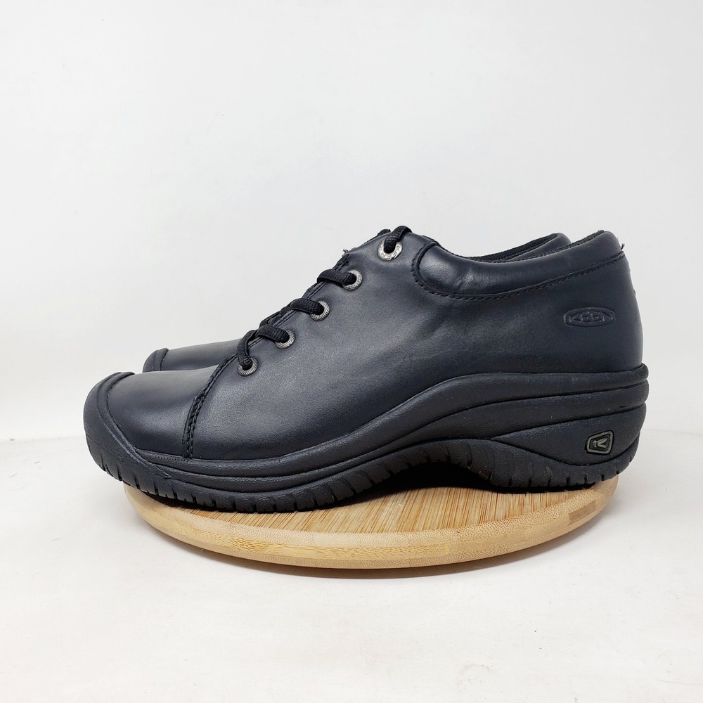 KEEN PTC Oxford Shoes Womens 8 Utility Triple Black Leather Work Comfort Sneaker